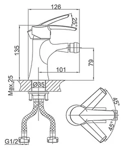 Смеситель для биде D&K Valerius Rhein хром DA1362201 Смеситель для биде D&K Valerius Rhein хром DA1362201, 2
