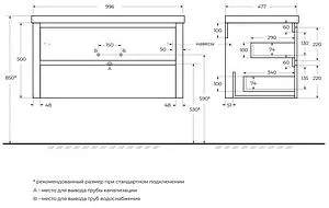 Тумба-умывальник подвесная Cezares Relax 100 брашированное золото RELAX-1000-2C-SO-BORO-P+CZR-1000/480-LV-MR-NV Тумба-умывальник подвесная Cezares Relax 100 брашированное золото RELAX-1000-2C-SO-BORO-P+CZR-1000/480-LV-MR-NV, 2
