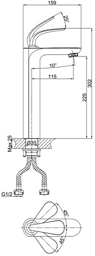 Смеситель для раковины D&K Venice Gondola хром DA1022041 Смеситель для раковины D&K Venice Gondola хром DA1022041