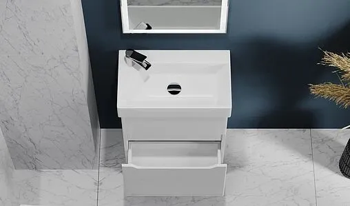 Тумба-умывальник подвесная Raval Brik 55 белый Brk.01.55/P/W/RL+17055-KL