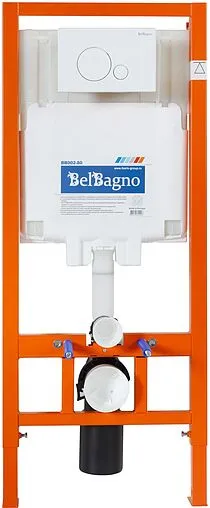 Инсталляция для подвесного унитаза Set 3 в 1 BelBagno BB002-80/BB014-SR-BIANCO с кнопкой белый глянцевый