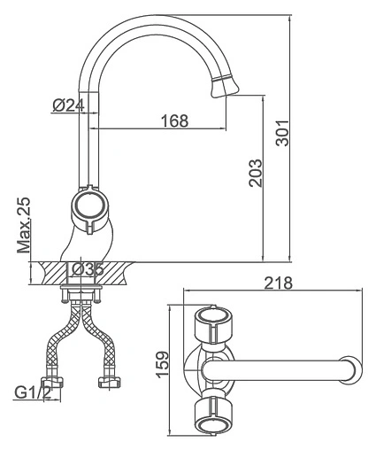 Смеситель для кухни D&amp;K Torhall Hessen хром DA1412441