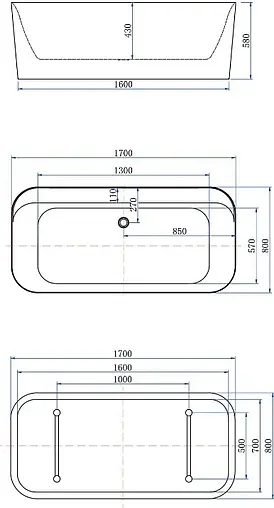 Ванна акриловая отдельностоящая Allen Brau Infinity 1 170x80 белый матовый 2.21001.21