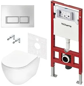 Комплект 6 в 1 TECEspring Base R K401201WCR с кнопкой TECEspring V 9940201 хром глянцевый/хром матовый, 1