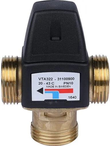 Трехходовой термостатический смесительный клапан 1&quot; +20...+43°С Kvs 1.6 ESBE VTA322 3110 09 00