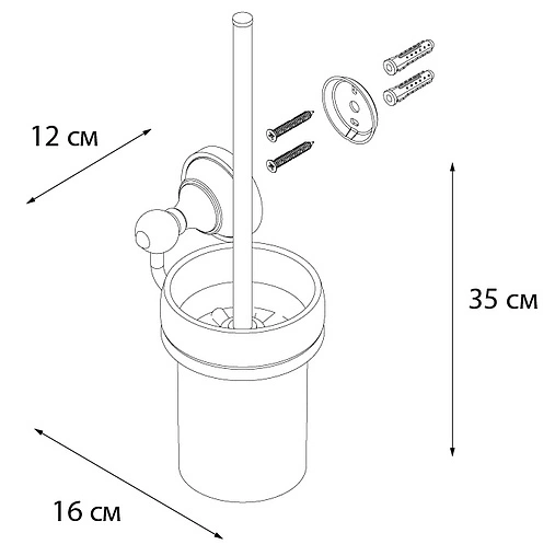 Ёршик для унитаза Fixsen Bogema хром/белый с рисунком FX-78513