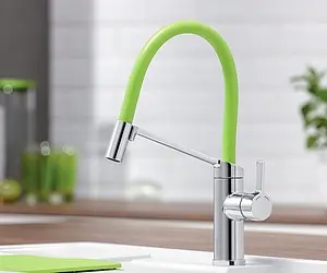Смеситель для кухни с гибким изливом Blanco Viu-S 4 цветных съемных шланга хром/чёрный/зелёный/оранжевый/желтый 524813, 4
