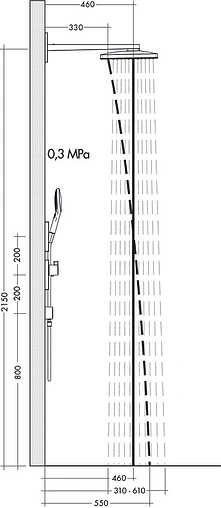 Лейка верхнего душа с настенным креплением Hansgrohe Rainmaker Select 460 3jet белое стекло/хром 24007400