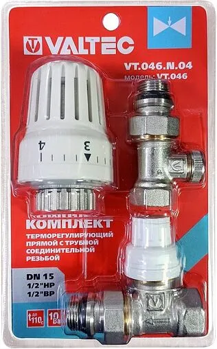 Комплект вентилей терморегулирующих прямых ½" в/н Valtec VT.046.N.04 Комплект вентилей терморегулирующих прямых ½" в/н Valtec VT.046.N.04