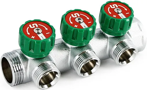Коллектор регулирующий проходной 3 отвода 1&quot;в/н x ¾&quot;ек Uni-fitt 414C4330