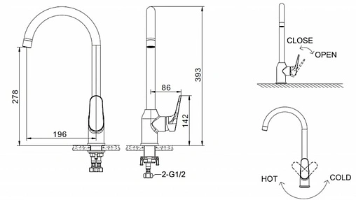Смеситель для кухни Bravat Eler чёрный матовый F7191238BM-RUS