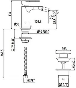 Смеситель для биде Gattoni H2OMIX7000 чёрный матовый 7005070NO Смеситель для биде Gattoni H2OMIX7000 чёрный матовый 7005070NO, 2