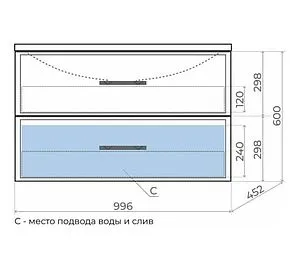 Тумба-умывальник подвесная Uperwood Foster 100 серый графит 291020543 Тумба-умывальник подвесная Uperwood Foster 100 серый графит 291020543, 2