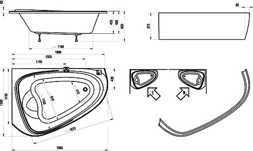Ванна акриловая Ravak LOVE STORY II 200x140 L C751000000