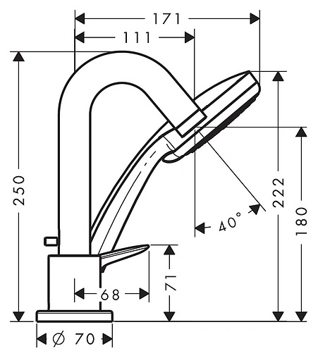Смеситель на борт ванны на 3 отверстия Hansgrohe Logis хром 71313000