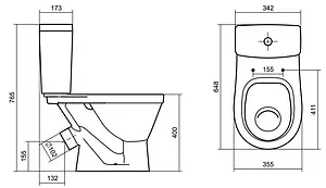 Унитаз-компакт Santek Уно белый 1WH501613 Унитаз-компакт Santek Уно белый 1WH501613, 2