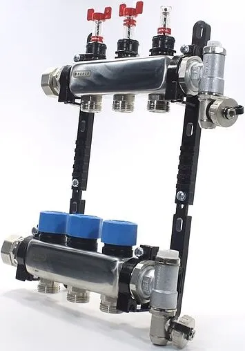 Группа коллекторная с расходомерами 3 отвода 1&quot;в/н x ¾&quot;ек Henco UFH-0605MDSS03