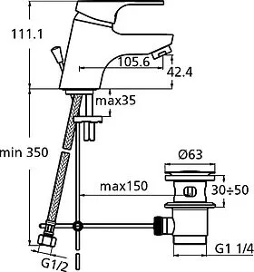 Смеситель для раковины Ideal Standard Slimline II хром B8667AA Смеситель для раковины Ideal Standard Slimline II хром B8667AA, 2