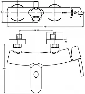 Смеситель для ванны Swedbe Saturn хром 1430 Смеситель для ванны Swedbe Saturn хром 1430, 2