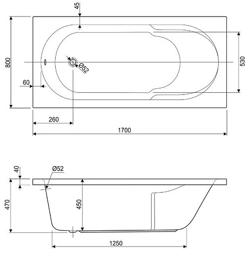 Ванна акриловая Cezares Arno 170x80
