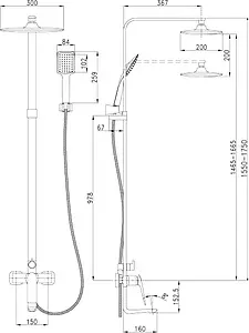 Душевая система со смесителем для ванны Lemark Allegro хром LM5962CW Душевая система со смесителем для ванны Lemark Allegro хром LM5962CW, 2