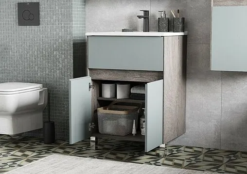 Тумба-умывальник Aquaton Форест 60 дуб рошелье/сумеречный голубой 1A278201FR9C0