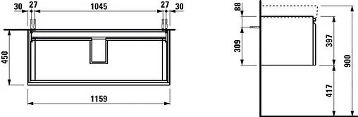 Тумба под умывальник подвесной Laufen Pro светлый дуб 4.8356.2.096.479.1