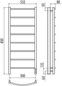 Полотенцесушитель электрический лесенка Terminus Классик П8 500х850 электро quick touch полированная сталь 4670078531360, 2