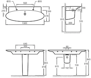 Раковина Jacob Delafon Presquile 130 белый E4445-00, 2