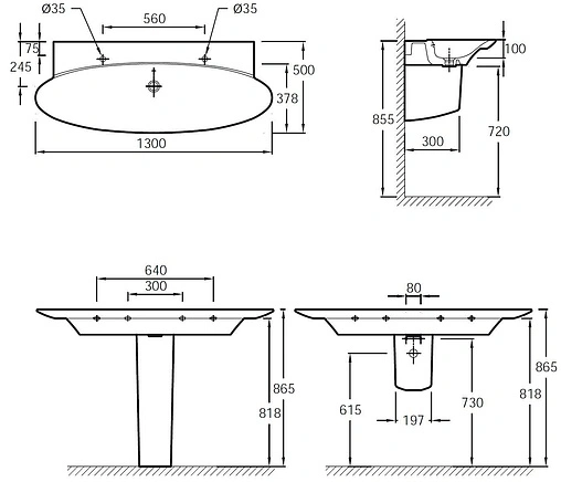 Раковина Jacob Delafon Presquile 130 белый E4445-00