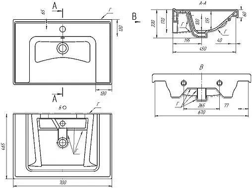 Раковина Dreja Грейс 70 белый 641600