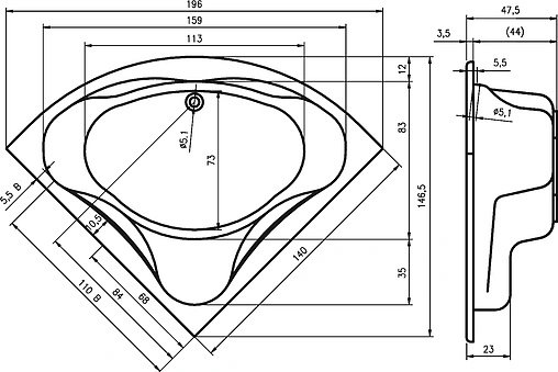 Ванна акриловая Riho NEO 140x140 B076001005