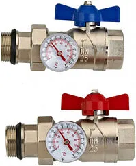 Комплект прямых шаровых кранов с накидной гайкой и термометрами 1&quot;в x 1&quot;нг Wester 0-32-2105