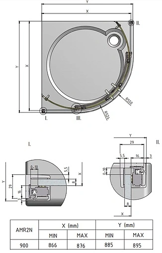 Душевое ограждение 900x900мм прозрачное стекло Roltechnik Ambient Line AMR2N/900 624-9000000-00-02