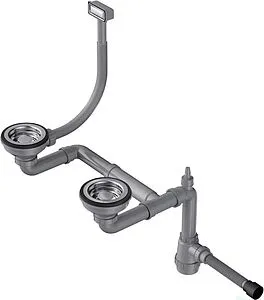 Сифон бутылочный для двойной мойки с переливом Omoikiri WK-1.5-IN 4956485 Сифон бутылочный для двойной мойки с переливом Omoikiri WK-1.5-IN 4956485, 1