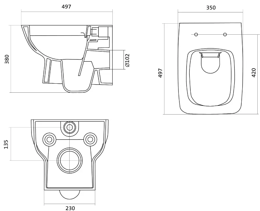 Комплект 5 в 1 Santek Нео Rimless 1WH501758 с кнопкой белый глянцевый, 3