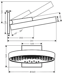 Лейка верхнего душа с настенным креплением Hansgrohe Rainfinity 360 3jet матовый белый матовый/графит 26234700 Лейка верхнего душа с настенным креплением Hansgrohe Rainfinity 360 3jet матовый белый матовый/графит 26234700, 2