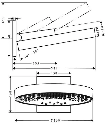 Лейка верхнего душа с настенным креплением Hansgrohe Rainfinity 360 3jet матовый белый матовый/графит 26234700