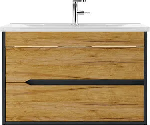 Тумба-умывальник подвесная Домино Karat 80 дуб вотан/антрацит DK3202T+4627173210119, 3