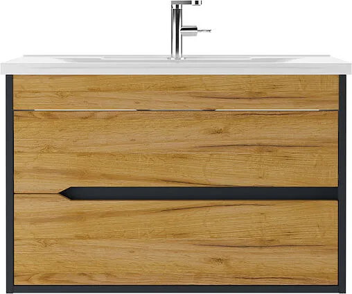 Тумба-умывальник подвесной Домино Karat 80 дуб вотан/антрацит DK3202T+4627173210119