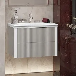 Тумба-умывальник подвесной Opadiris Рубинно 80 серый глянцевый 00-00007340+640177, 2