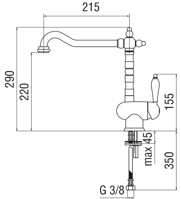 Смеситель для кухни Nobili Antica хром AT18513CR, 2