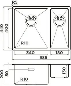 Мойка кухонная Omoikiri Taki 58-2-U/IF-IN-L нержавеющая сталь 4993768, 2