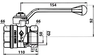 Кран шаровый 2"в x 2"в Bugatti New Jersey 09100017, 2