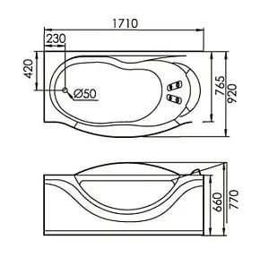 Ванна акриловая с гидромассажем Gemy 171x92 L G9072 B L, 2