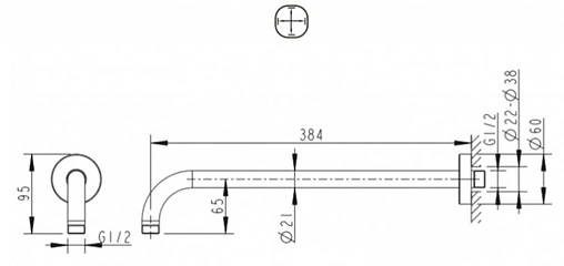 Держатель верхнего душа на стену Bravat Built-in хром D313C-1-RUS