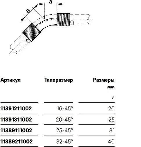 Фиксатор поворота с кольцами 20мм 45° Rehau 11391311002