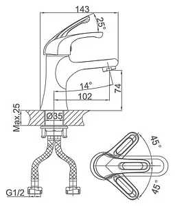 Смеситель для раковины D&K Eucharius Rhein хром DA1372141 Смеситель для раковины D&K Eucharius Rhein хром DA1372141, 2