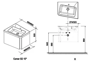 Тумба-умывальник подвесная Ravak 10° SD 65 R серый/белый X000000749+XJIP1165000 Тумба-умывальник подвесная Ravak 10° SD 65 R серый/белый X000000749+XJIP1165000, 2