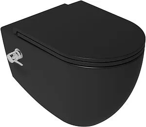 Унитаз подвесной безободковый с функцией биде и встроенным смесителем ISVEA Infinity черный матовый 10NFS1005I-2N Унитаз подвесной безободковый с функцией биде и встроенным смесителем ISVEA Infinity черный матовый 10NFS1005I-2N, 1
